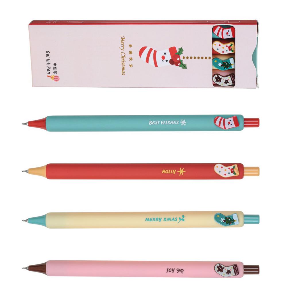 4 Pcs/Set Christmas Gel Pen 0.5mm Neutral Pen Gel Ink Pen Signature Pen Stationery Pen School Supplies for Writing