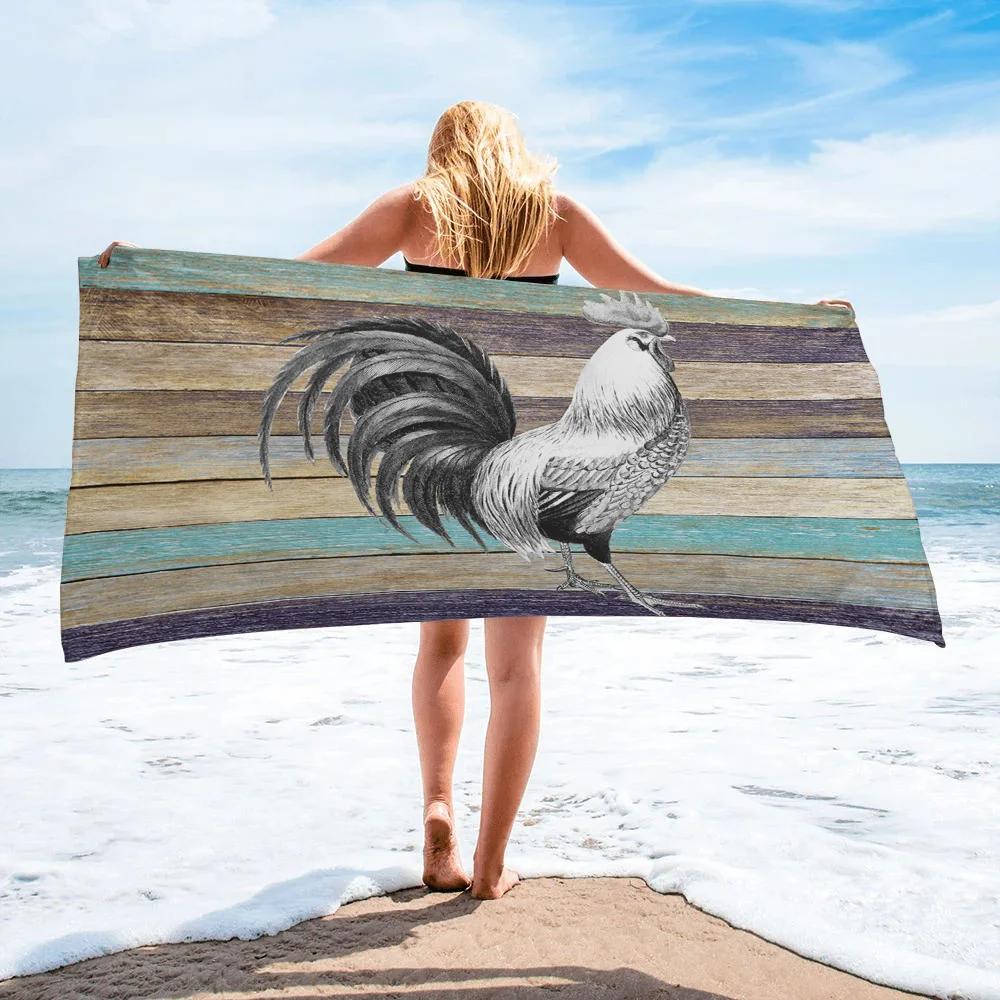 Asciugamano da Spiaggia con Pollo da Fattoria in Microfibra Asciugatura Rapida Asciugamani da Bagno per Nuotatori Asciugamano da Bagno Assorbente per Hotel Palestra Spa Yoga Sport