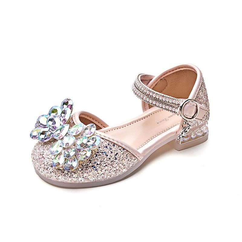 Girls' 2025 Summer Bow Rhinestone Sequin Princess Sandals