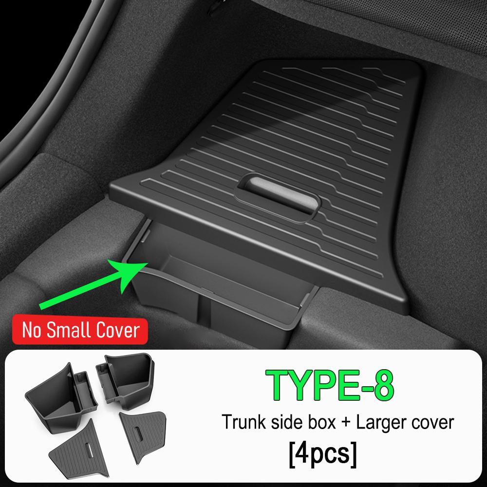 For Tesla Model Y Juniper Launch 2026 Rear Trunck Side Storage Box with Flocking TPE Lids Covers Mat Accessories (1:1 Original)