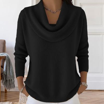 Yousheng Women Sweater Swing Collar Long Sleeve Solid Color Jumper Tops Slim Fit Soft Breathable Winter Layering Casual Knitting Tops