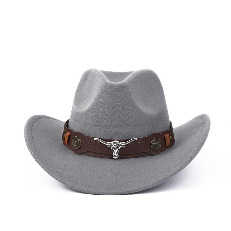 Western Cowboy Wool Felt Hat With Knot Embellishments For Autumn Winter Fashion