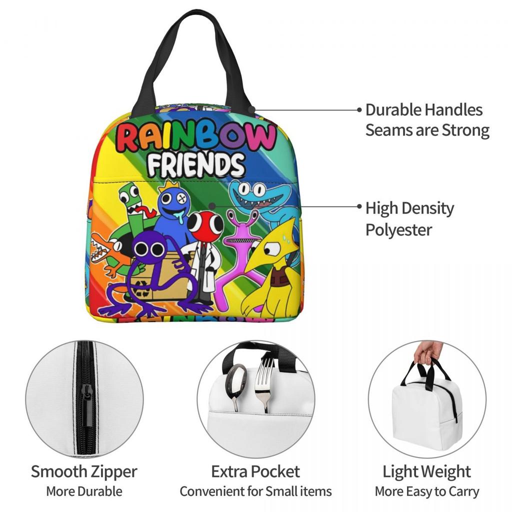 R-Rainbowed Friend Accessories Insulated Lunch Bag For School Office Food Container Portable Thermal Cooler Lunch Box