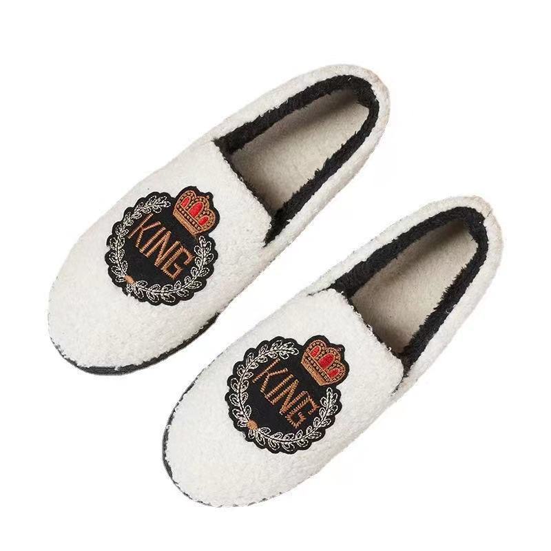 A piece of piled and thickened beanie shoes, women's lazy home shoes with one foot, warm flat-bottomed fluffy cotton shoes