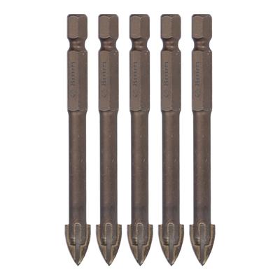 5Pcs Cross Drill Bit 14in Hex Shank Tile Glass Ceramic Concrete Hole Opener Hard Alloy Tool8mm