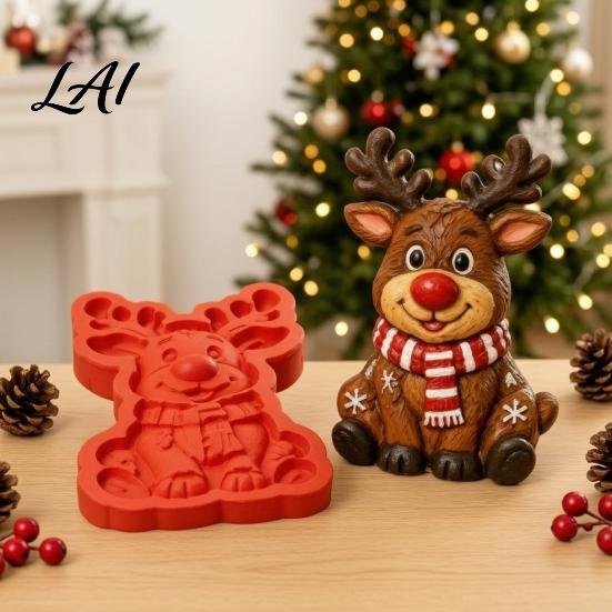 Creative DIY Home Decor Christmas Stepping Stone Mold Silicone Tree Santa Wreath Gingerbread Man Design Artistic Garden Ornament Mold Non