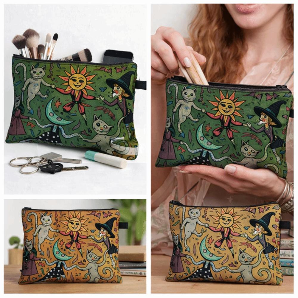 Cat and Moon Design Storage Bag Trendy Forest Bag New Makeup Bag  Student Use