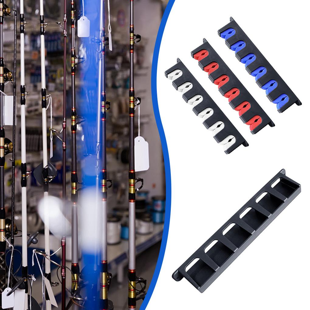 Fishing Pole Display Rack 6-Rods Bracket ABS Plastic Wear-resistant Stable Storage Organizer Garage Cabin Basement Tackle