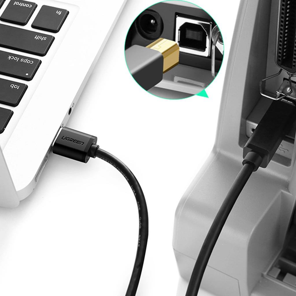 Ugreen US210 1m High-Speed USB 3.0 to USB-B Printer Cable – Black, 5Gbps Transfer Rate