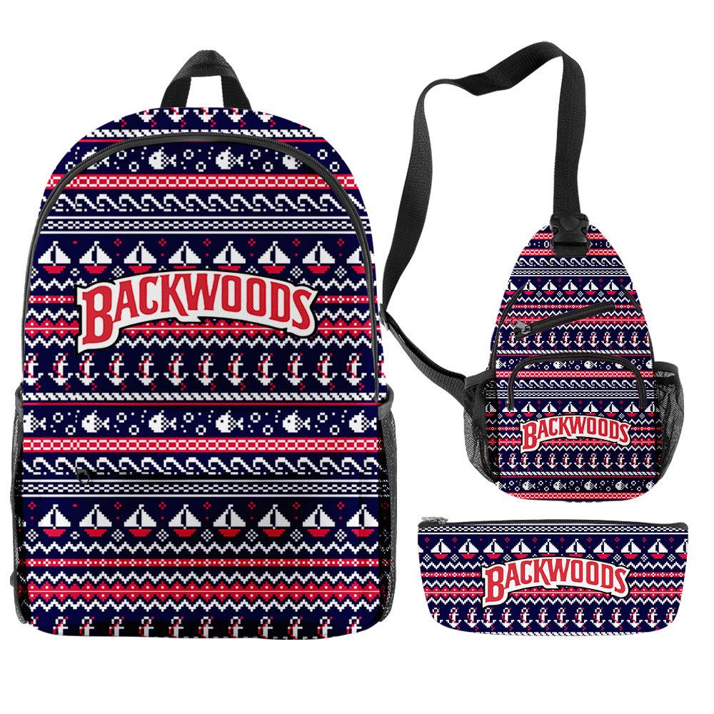 Christmas Backpack Backwoods Cigar Star Backpack Peripheral Set Backpack Satchel Pencil Case Set