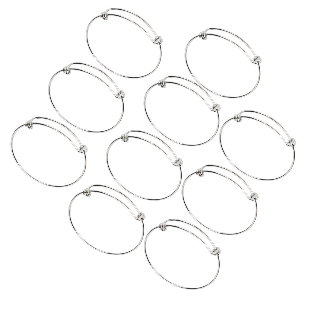 10Pcs Stainless Steel Bangle 1.6mm Adjustable Expandable Coil Bracelet DIY Accessories