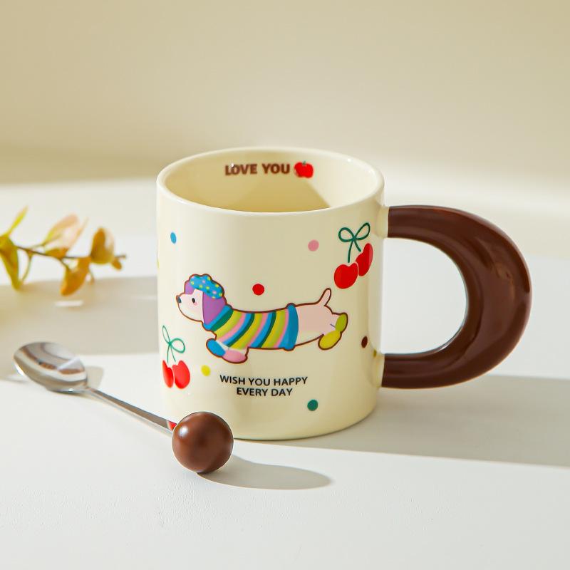 Dachshund Mug Girl Cute Household Drinking Cup New Coffee Breakfast Cup Couple Ceramic Cup