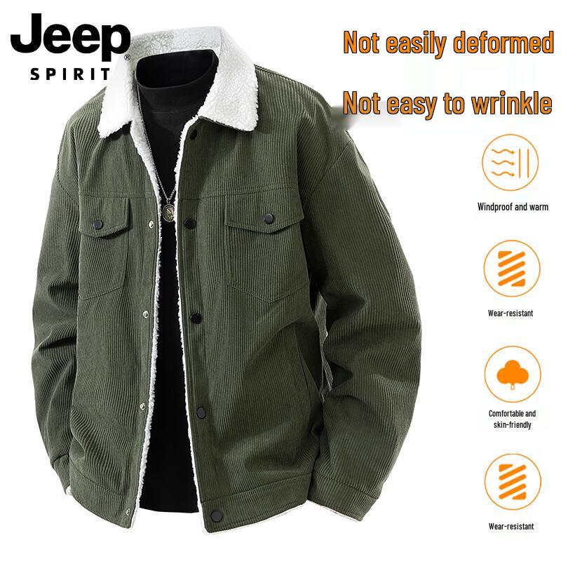 JEEP SPIRIT Men s Fleece-Lined Winter Casual Lapel Jacket 4XL