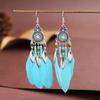 Bohemian Ethnic Feather Drop Earrings For Women Elegant Wood Beads Leaf Long Tassels Dangle Earring Girls Fashion Party Jewelry