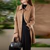 100% Wool Women Coat TIDENOVEL Autumn Wool Long Coat Handmade Pea Coat Winter Warm Wool Long Jacket Overcoat