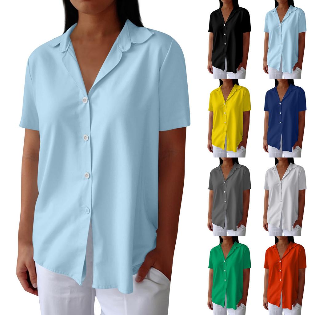 Fashion Womens Chiffon Solid T-Shirt Ladies Plain Short Sleeve Blouse Top