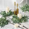 Thinkday 4 Pcs Eucalyptus Candle Ring Small 4 Inch Center Mini Artificial Wreaths Green Floral Leaves Pillar Holder Centerpieces for Wedding Door