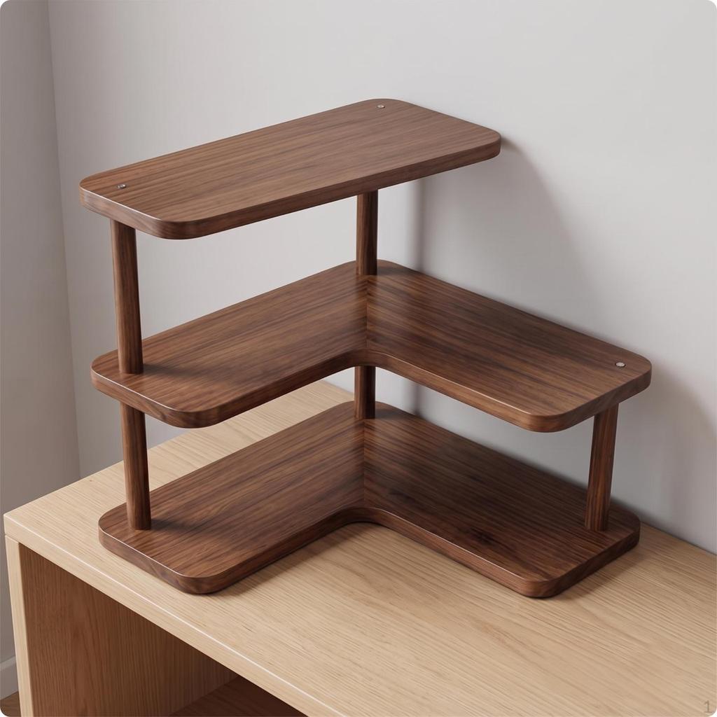 ThreeTier Corner Storage Rack | Warm Walnut Finish, SpaceSaving, 3Tier Shelf, for Kitchen