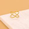 CARLIDANA Ins Geometric Rings Stainless Steel 18k Gold Plated Hollow Multi-Layer Chunky Cross Open Rings for Women Jewelry