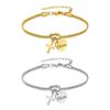 Stylish Mom Engraved Heart And Crucifix Charm Bracelet Adjustable Length Wristchain Stainless Steel Jewelry