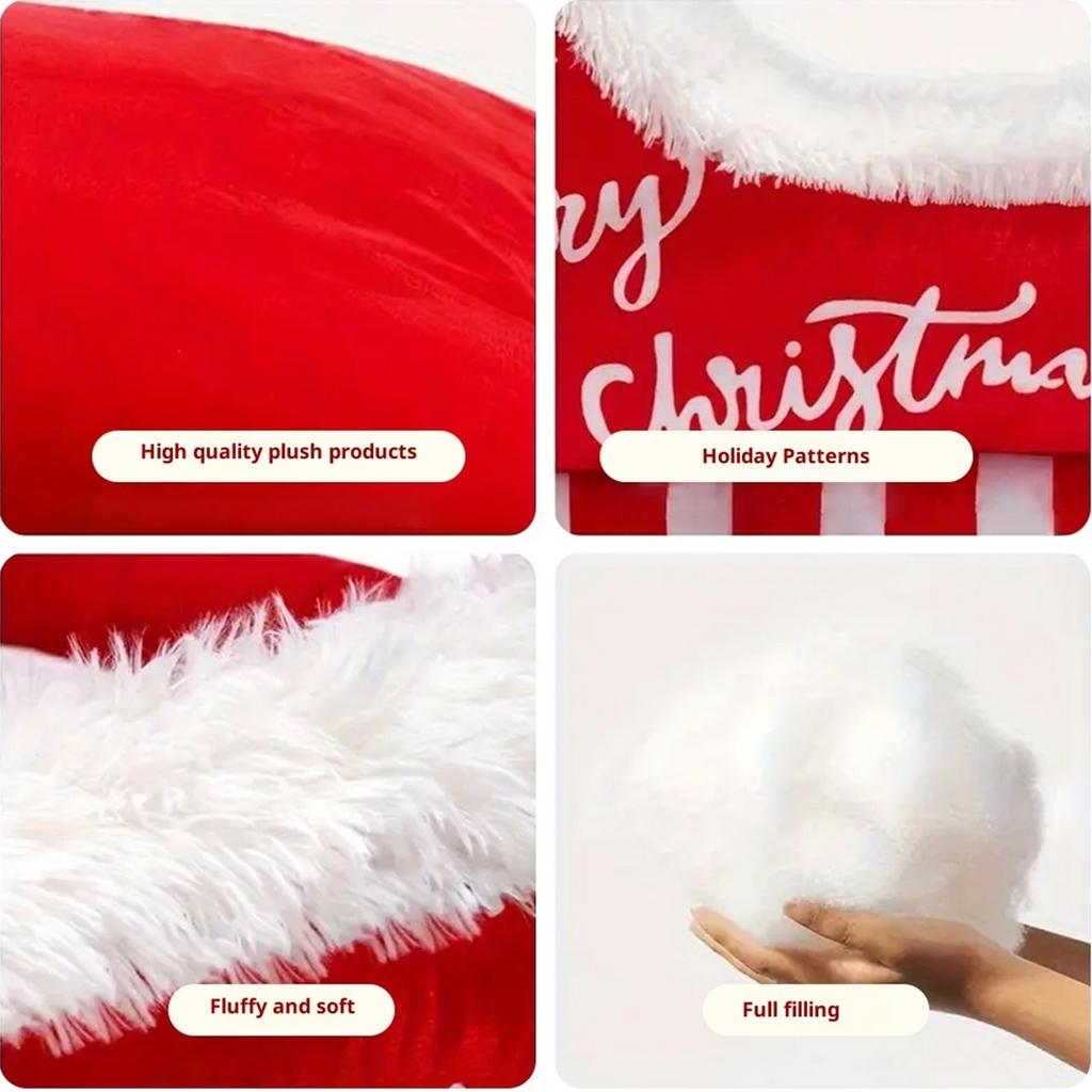 Christmas Sleigh Bed Removable Washable Plush Pet Warm Sofa with Non-Slip Base Christmas Cat Dog Nest for Winter Indoor Outdoor