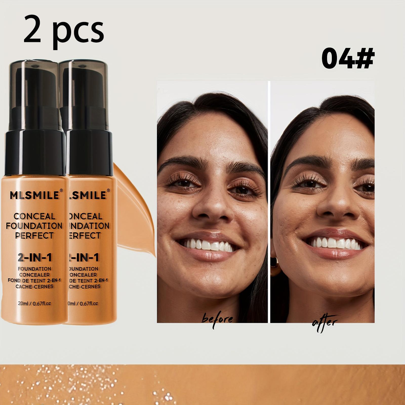 2-in-1 Oliecontrole Vloeibare Foundation En Concealer, Volledige Dekking Langhoudend Waterdichte Foundation Make-up 20ml