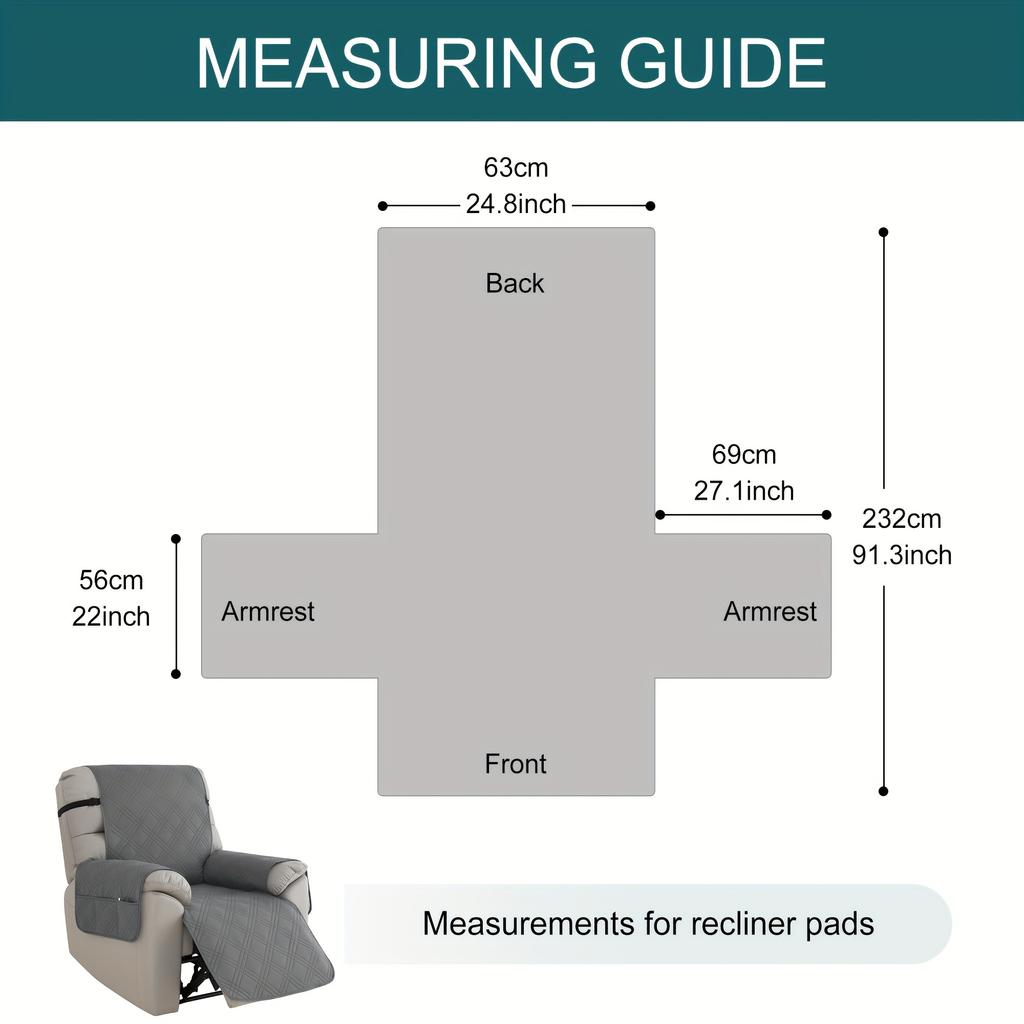 1pc Waterproof Recliner Cover, Pet Scratch-resistant Sofa Slipcover, Recliner Protective Cover, Suitable For Bedroom