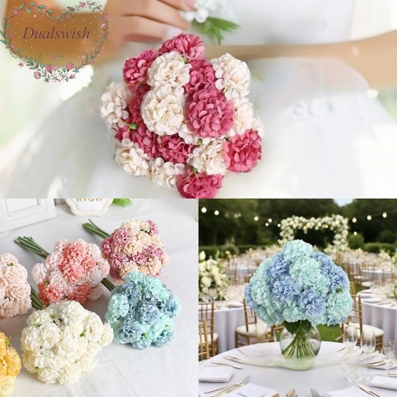 27Heads 30cm Artificial Hydrangea Bouquets Fake Flowers Bridal Bridesmaid Holding Flowers Photograph Props Wedding Party Garden Home Decoration