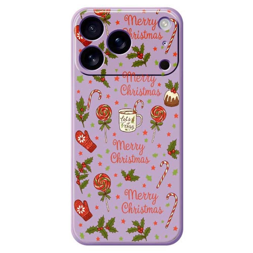 

For iPhone 17 Pro Max Case Christmas Candy Gloves Pattern Printing Straight Edge TPU Phone Back Cover