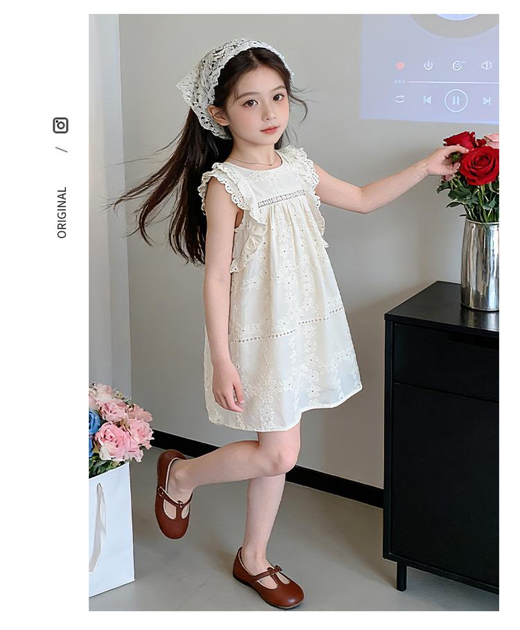 Girls' Summer 2026 New Children's Flying Sleeve Princess Skirt Thin Cotton Elegant Baby Summer Dress
