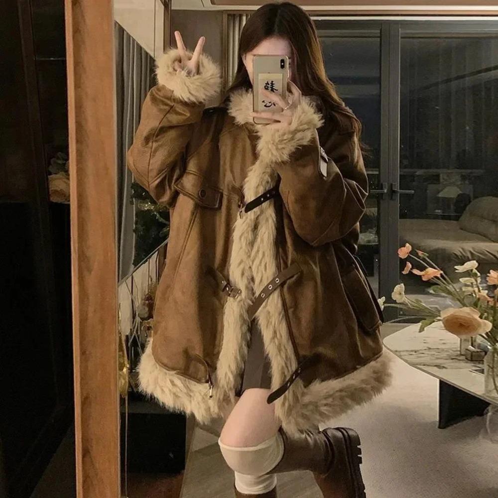 Vintage Maillard Stand Up Collar Cotton Coat for Men and Women Fashionable Versatile High-end Winter S