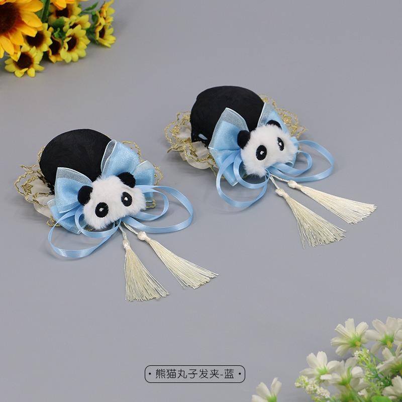 Lolita Antique Headgear Fringed Girl Cute Ball Head Pair Panda Bun Head Hairpin Hair Accessories