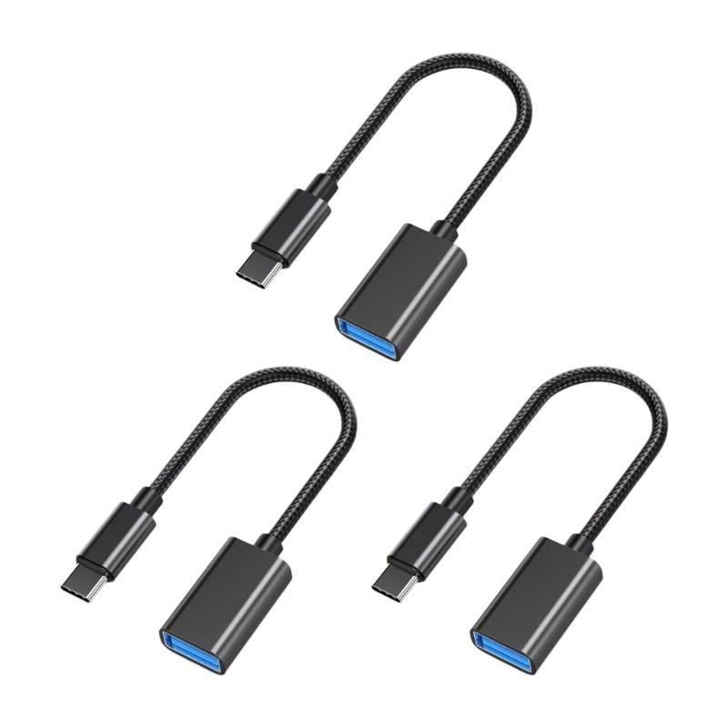3Pcs/Set Type C To USB 2.0 Female OTG Cable For Phone Tablet Connect U Disk Mouse Keyboards With Braided Design