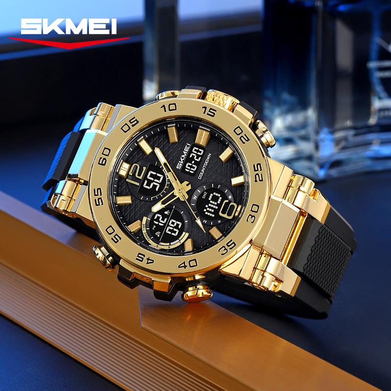 SKMEI 2499 Alarm Clock Watch reloj hombre Business Classic Digital Watch Sports Dual Display Watch Waterproof Multi functional