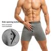 Men's Plus Size Button Opening Elastic Cotton Boxer Extended Crotch Boxer