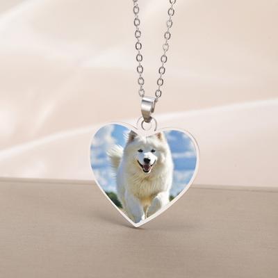 Lemegeton Gepersonaliseerde Print Foto Hart Ketting Custom Enkel Dubbelzijdig Hanger Roestvrij Staal Sieraden Gegraveerde Naam Cadeaus