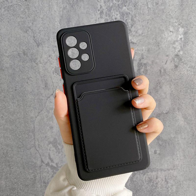 Solid Color Insert Card Case for Samsung S26/S24/S25/Note20/A56/A17 - Simple Soft Full Coverage Protective Case