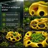 Aquarium Landscape Accessories 3D Printed Hideout Cave, Wavy Hollow Ring Fish Shrimp Shelter, Shelter Breeding Hiding Hole Decor, Tank Ornament