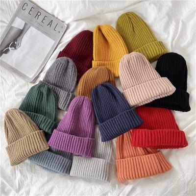 Solid Color Extended Wool Hat Women's Winter Versatile Cold-proof Loose Warm Casual Knitted Hat Men