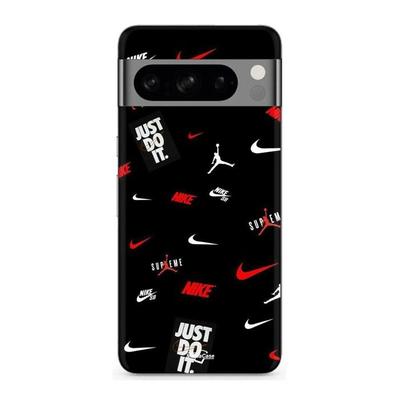 Coque Pour Google Pixel 8 Pro NIKE JORDAN BLANC ROUGE Fond Noir