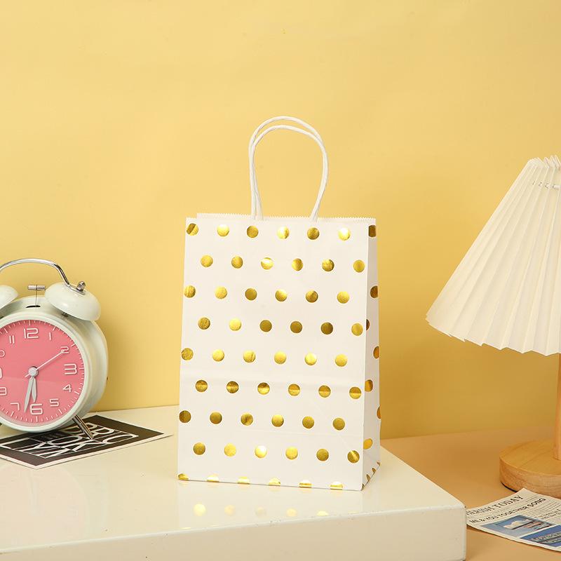 12 White and Gold Foil Gift Bags with Handles, Party Gift Bags, Birthday Bags, Wedding Bags, Christmas Gift Bags