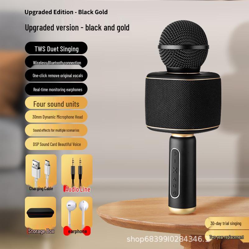 2025 Wireless Bluetooth All-in-One Microphone Speaker with Built-in Sound Card for Home Karaoke, Compatible with Phones & TVs