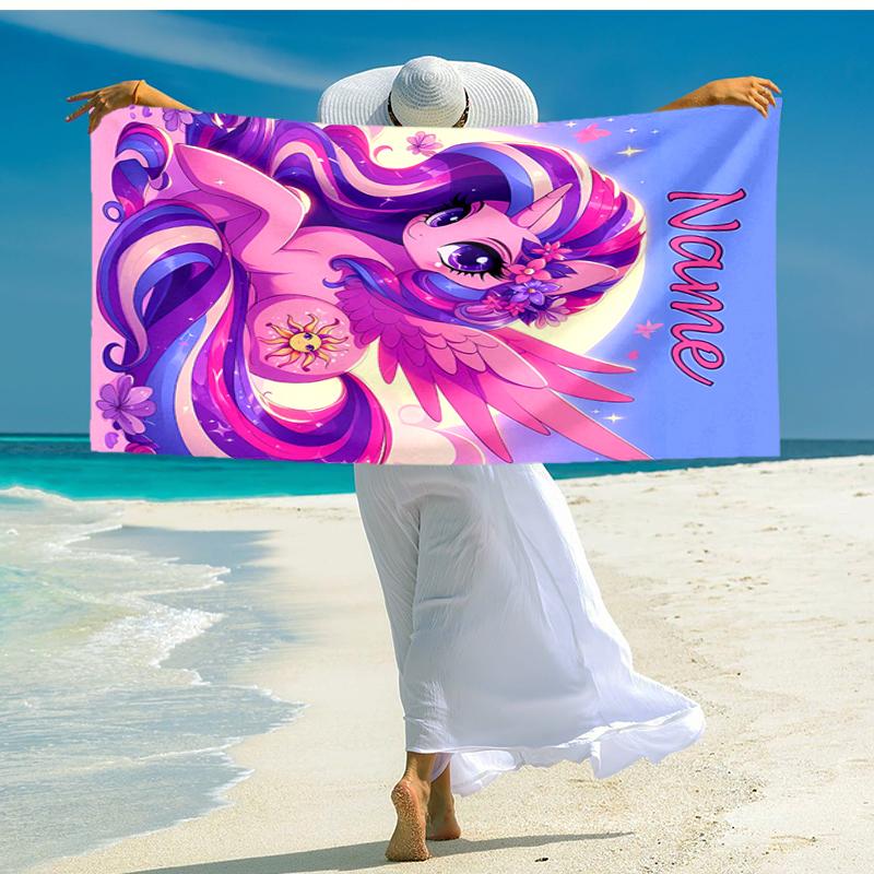 Personalized customized proof beach towel with My Little Pony pattern - soft, absorbent,quick-drying,perfect swimming,camping&bathing