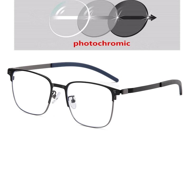 Anti Blue Rays Square Nearsighted Glasses Men Metal Computer Student Shortsighted Eyeglasses Prescription 0 -0.5 -0.75 To -6.0