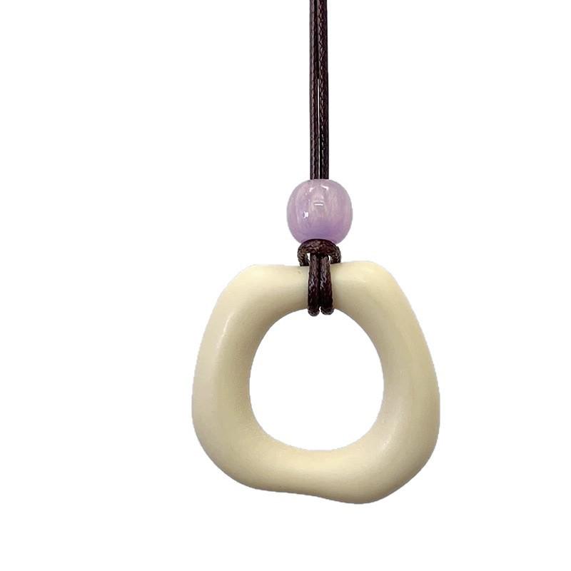 Women's Long Summer Macaron Necklace: Milky White Pendant, Light Luxury, Versatile Sweater Chain