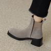 Suede Women Chunky Ankle Boots Fashion High Heels Shoes New Trend Pumps  Winter Goth Casual Cozy Heeled Chelsea Short Botas