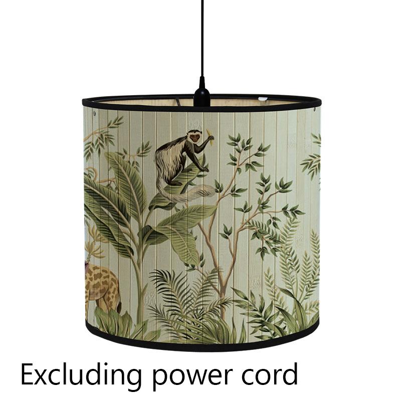 Flower Bird Print Lampeskjerm Sammenleggbar Retro Bamboo Lampeskjerm Håndlaget grønne planter Lampeskjermer
