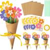 Flower Bouquet Craft Kit DIY Flower Paper Craft Kit Artificial Flowers Craft Kit for School Classroom Home Fun Activities