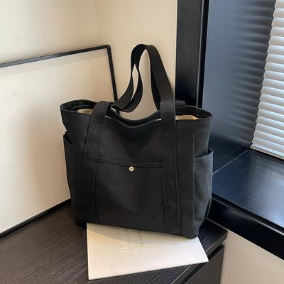 Korean Niche Design New Canvas Tote Bag Casual Solid Color Handbag Trendy Large Capacity Handheld Shoulder Bag