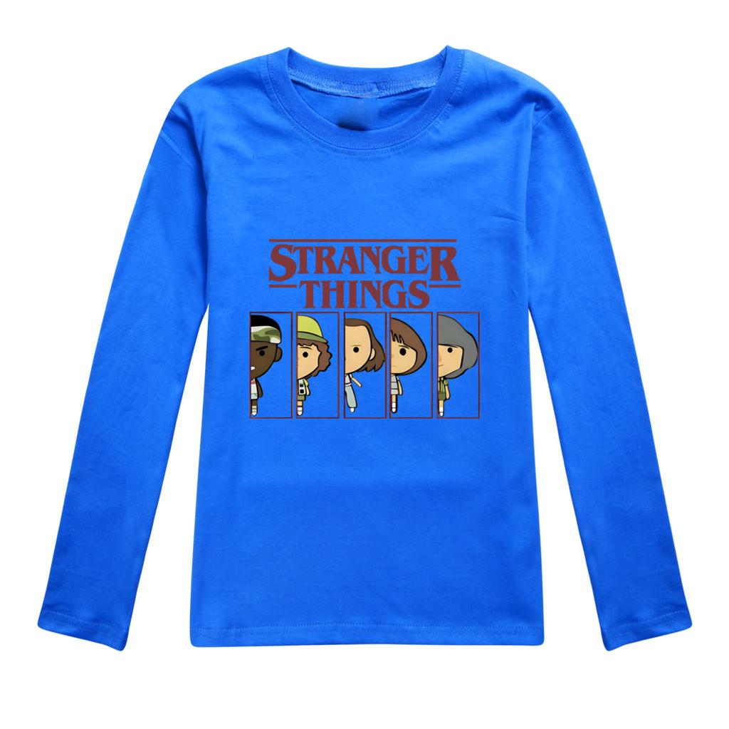 5248 Kids Stranger Print Cotton Long Sleeves T-Shirt